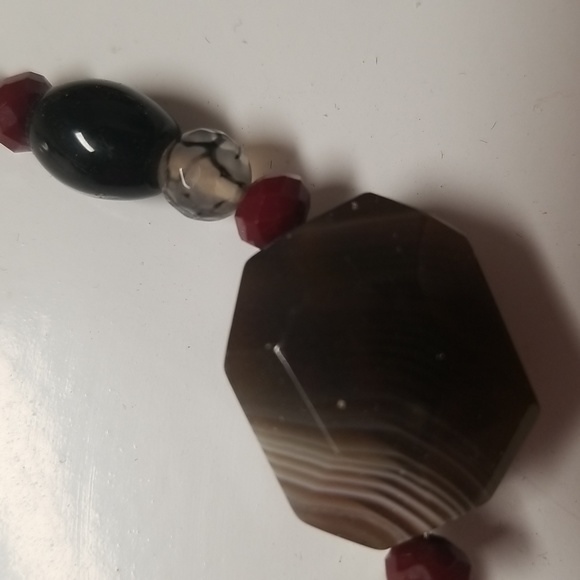 NECKLACE, Handcrafted Banded agate Black Onyx, Rutilated Quartz NWOT J#40 - Picture 4 of 4